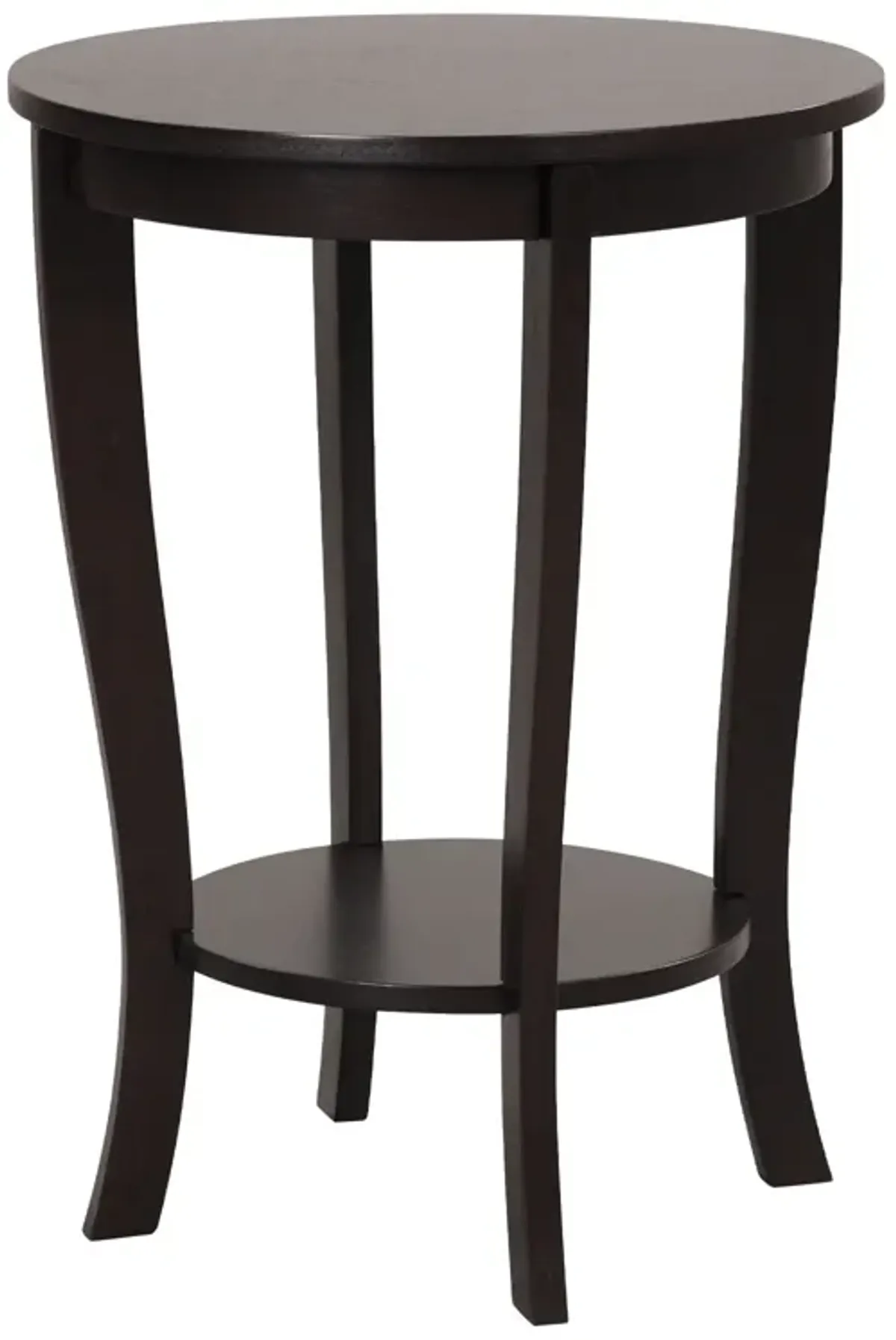 2-tier Round End Table with Solid Wood Legs