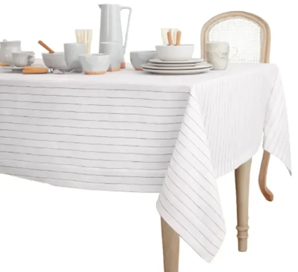 Solino Home 100% Pure Linen Tablecloth - Pinstripe