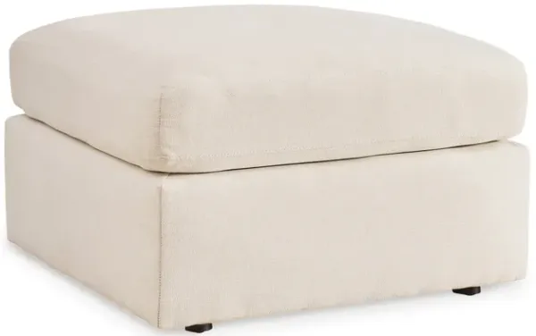 Meso Oversized Square Ottoman, Oyster Ivory Nuvella Polyester, 32 Inch - Benzara