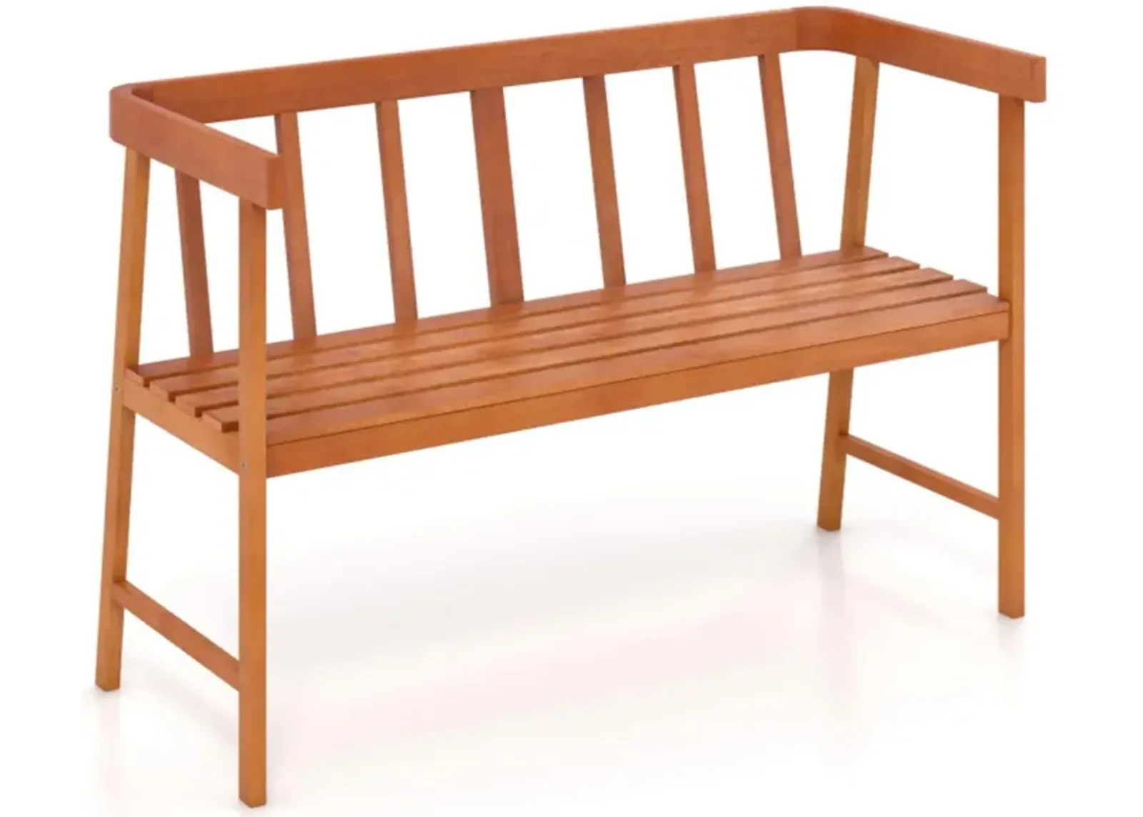 Hivvago Outdoor Acacia Wood Bench with Backrest and Armrests