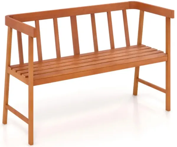 Hivvago Outdoor Eucalyptus Wood Bench with Backrest and Armrests