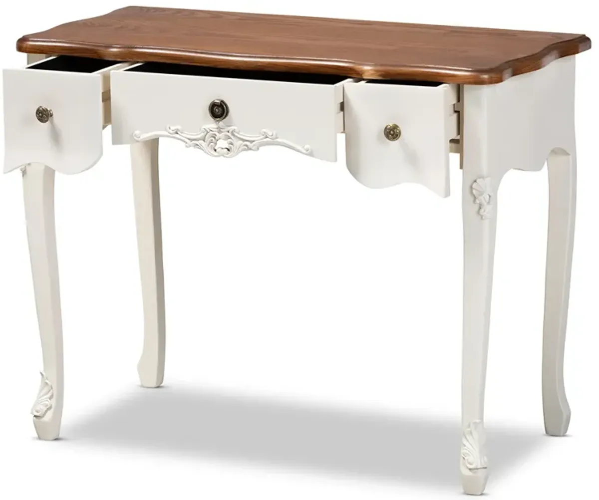 Baxton Studio Sophie French Country White Small 3 Drawer Wood Console Table