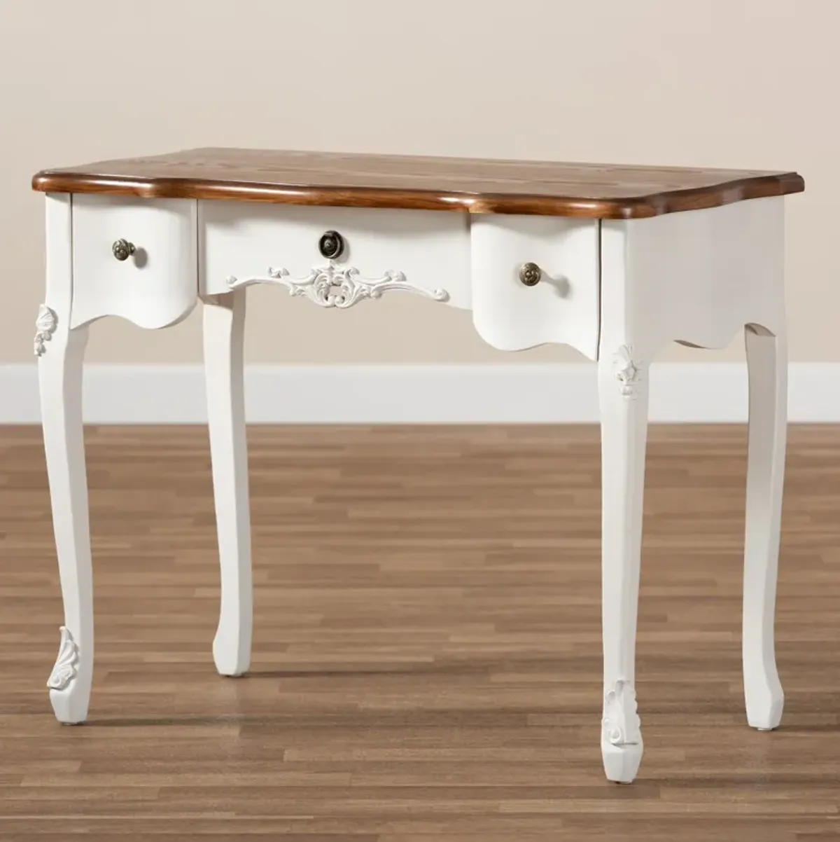 Baxton Studio Sophie French Country White Small 3 Drawer Wood Console Table