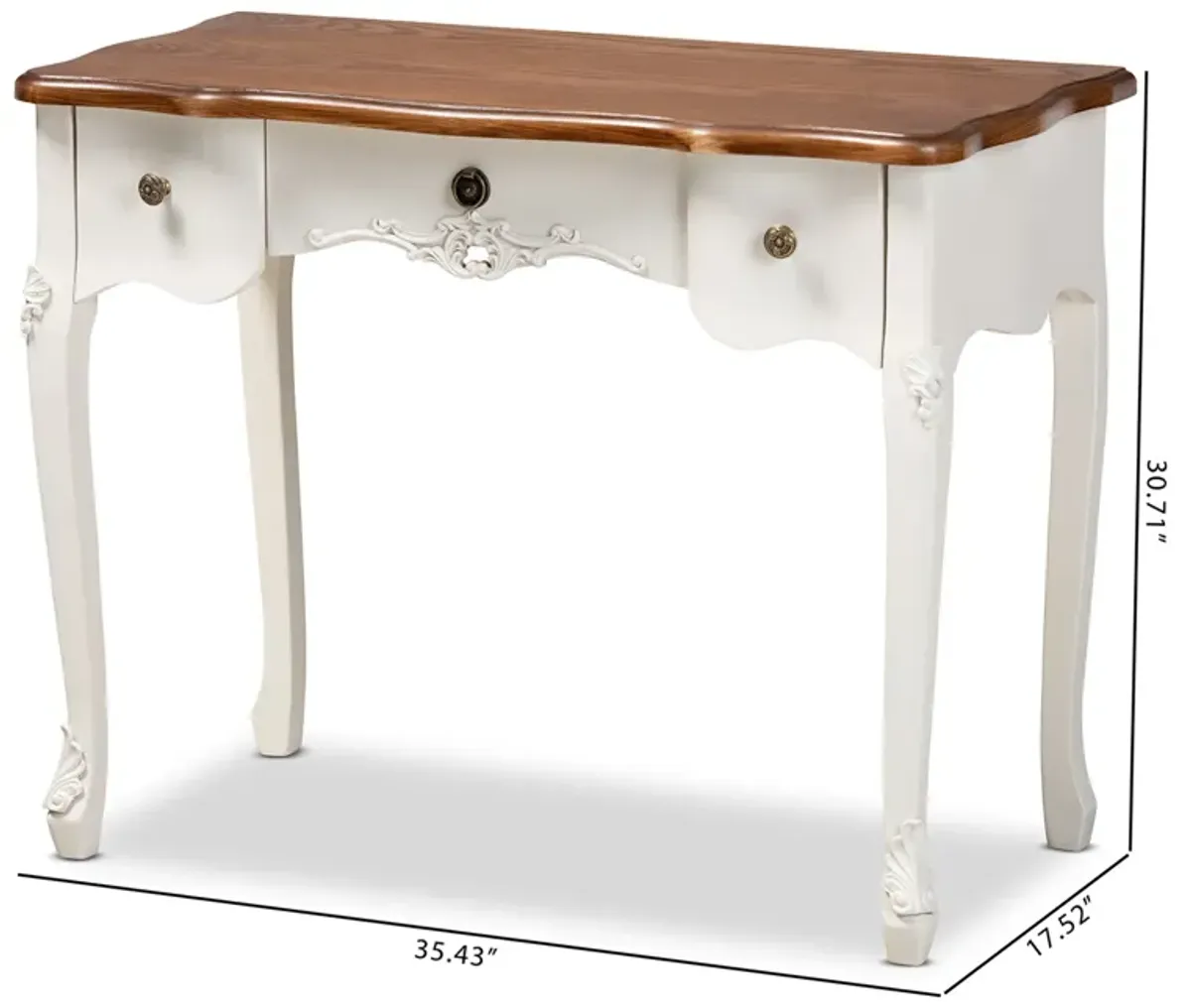 Baxton Studio Sophie French Country White Small 3 Drawer Wood Console Table