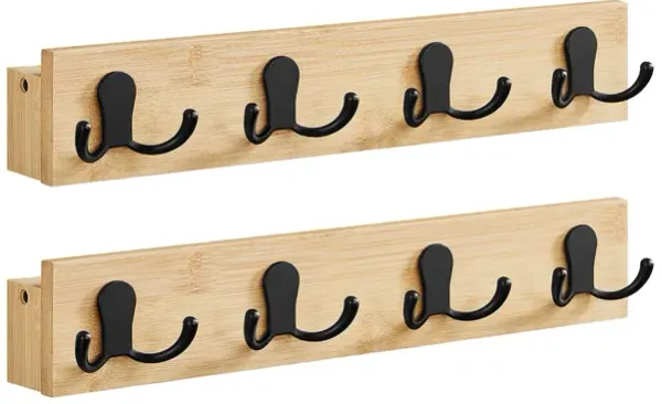Set of 2 Wall-Mounted Coat Racks with Hooks for Efficient Space-Saving Storage