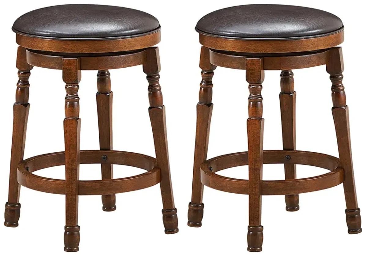 Set of 2 Swivel Leather Padded Dining Bar Stools
