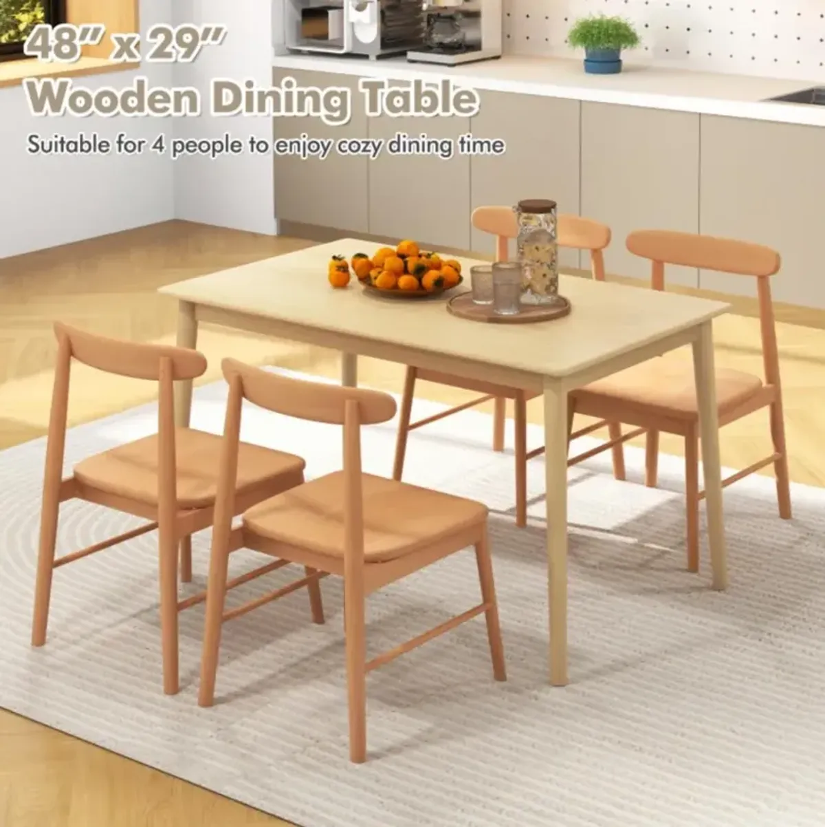 Hivvago 48 Inches Wooden Dining Table for 4 People