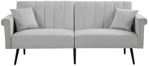 Grey Velvet Loveseat Sofa Bed - Comfortable and Stylish Convertible Furniture for Small Spaces