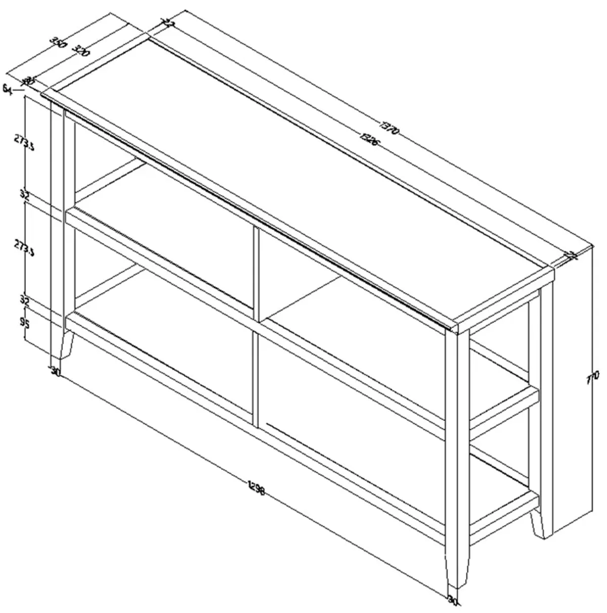 Homezia 30" Bookcase With 2 Shelves