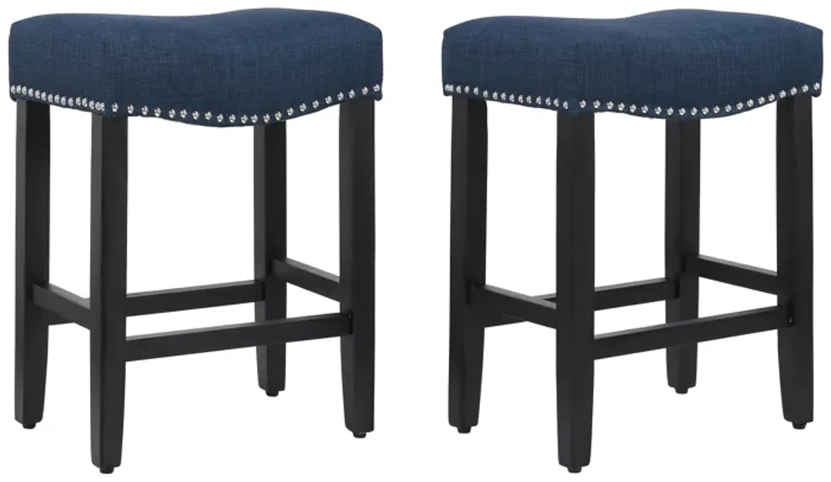 WestinTrends 24" Upholstered Saddle Seat Counter Stool (Set of 2)