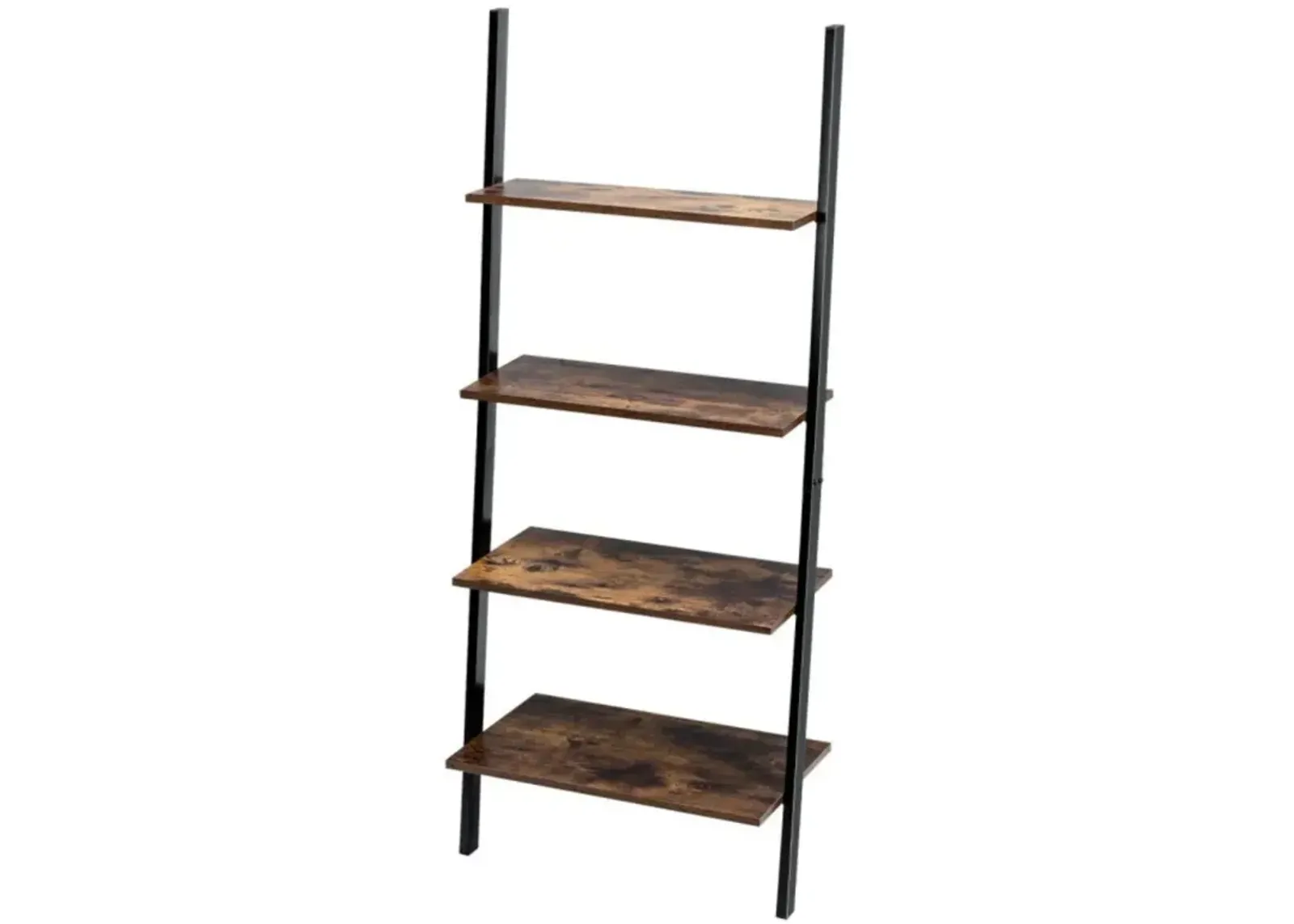 Hivvago Industrial 4-Tier Ladder Shelf with Metal Frame for Living Room Office