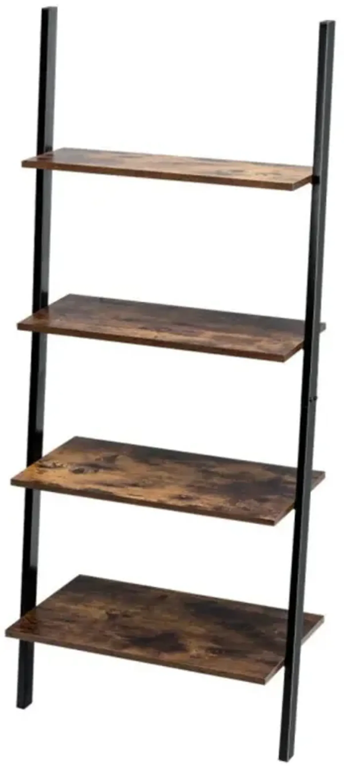 Hivvago Industrial 4-Tier Ladder Shelf with Metal Frame for Living Room Office