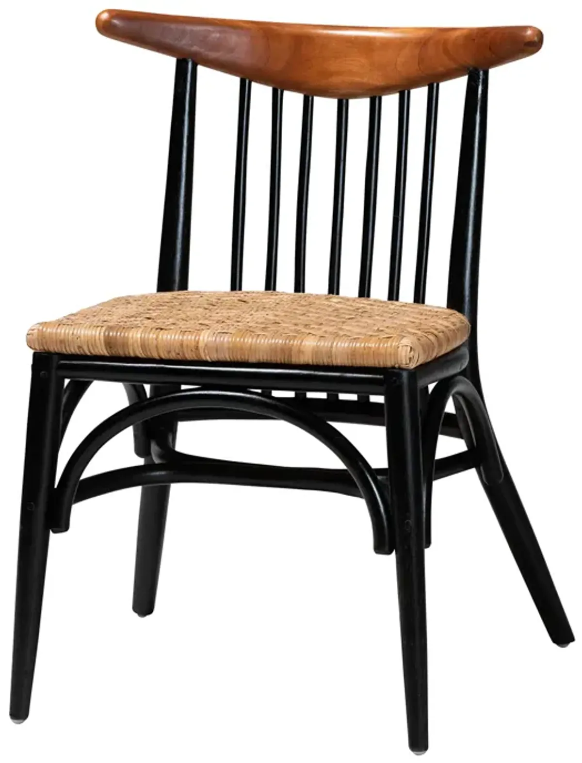 Bali & Pari Parthenia Two-Tone Black and Walnut Brown Finished Dining Chair