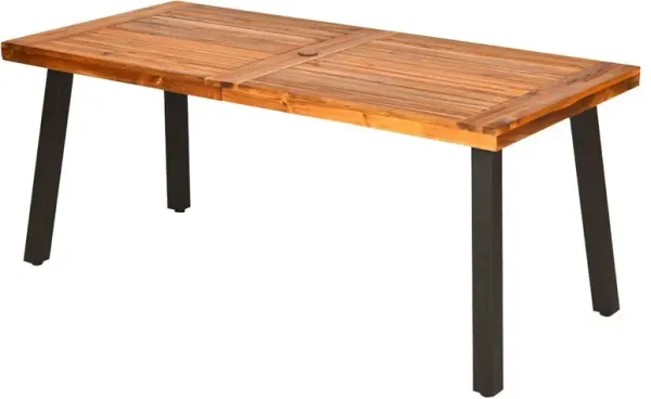 Acacia Wood Outdoor Dining Table Patio with Umbrella Hole