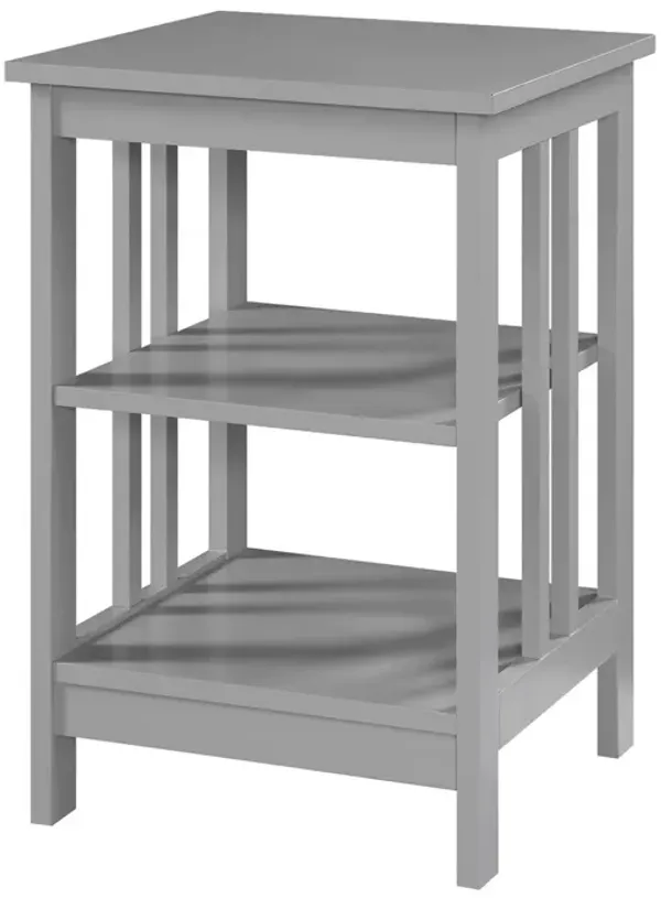 Convenience Concepts Mission End Shelves Table, Gray