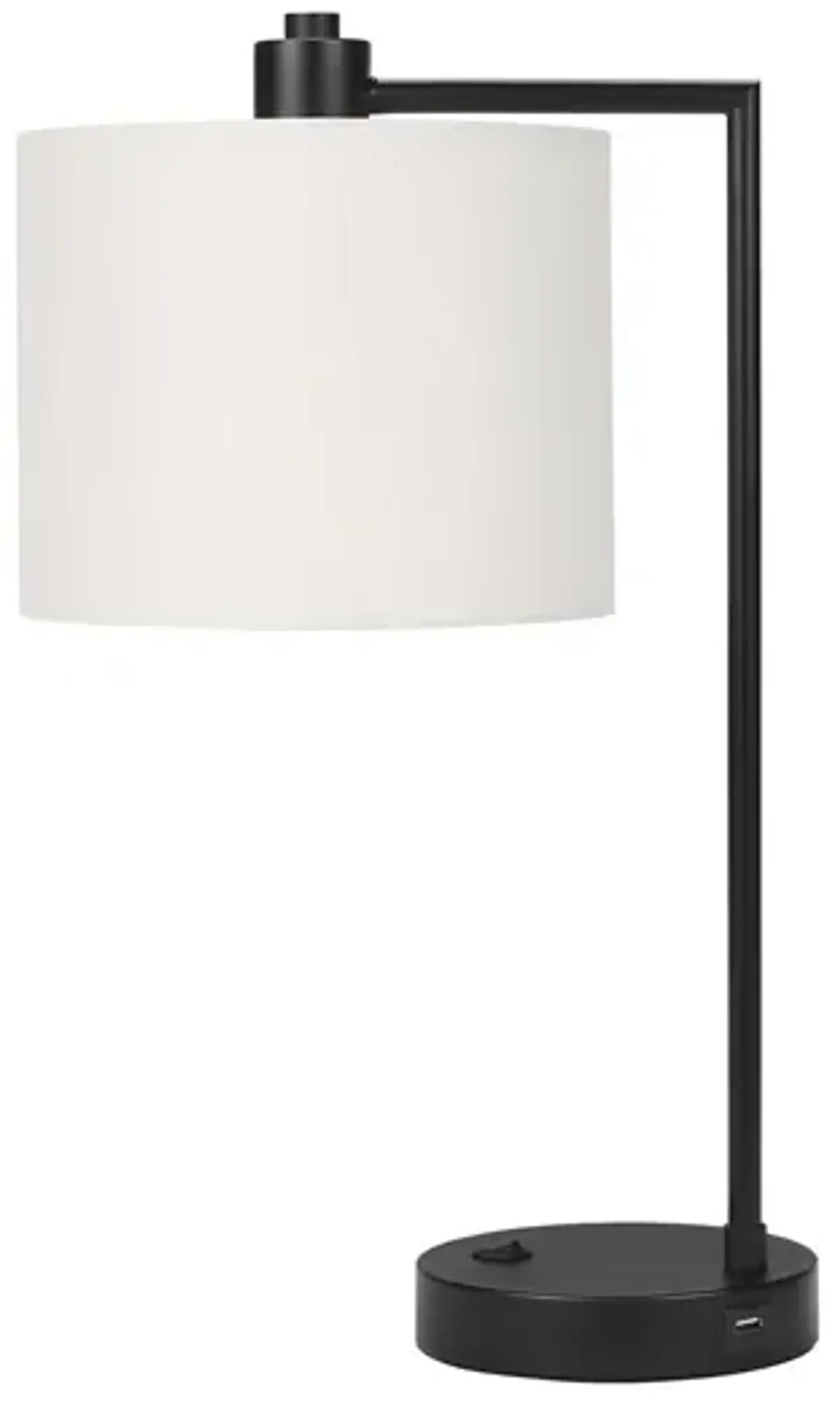 Monarch Specialties I 9646 - Lighting, 19"H, Table Lamp, Usb Port Included, Black Metal, Ivory / Cream Shade, Modern