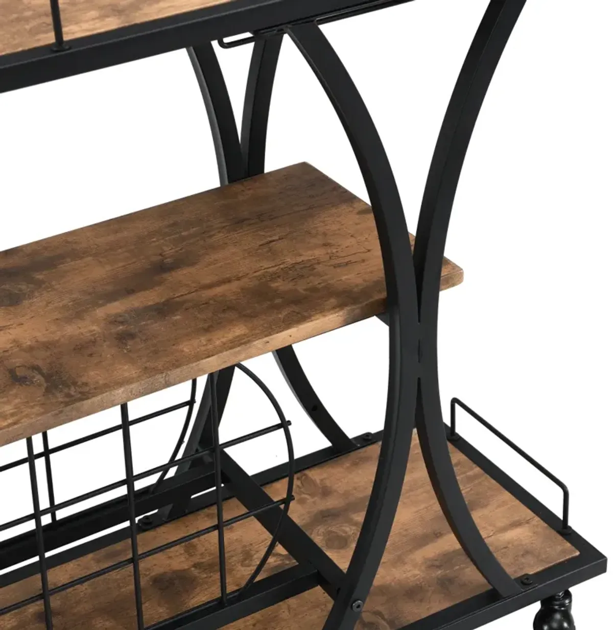 Industrial Bar Cart Kitchen Bar Serving Cart For Home With Wheels 3 - Tier Storage Shelves