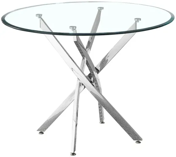 Artisan Contemporary Round Clear Dining Tempered Glass Table With Chrome Legs (Silver)