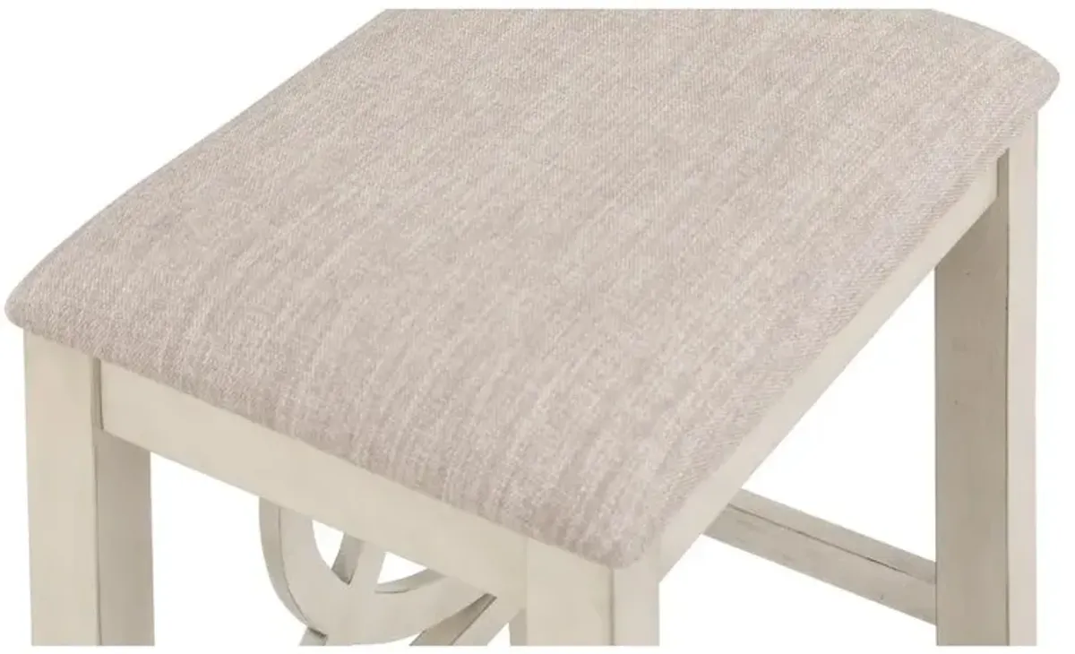 New Classic Furniture Bella Wood Counter Stool with Fabric Seat in Bisque Beige (Set of 2)