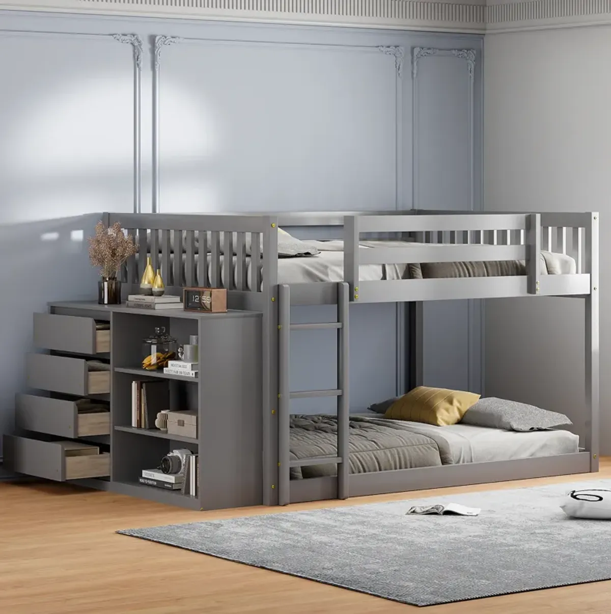 Merax Modern Bunk Bed with 4 Drawers