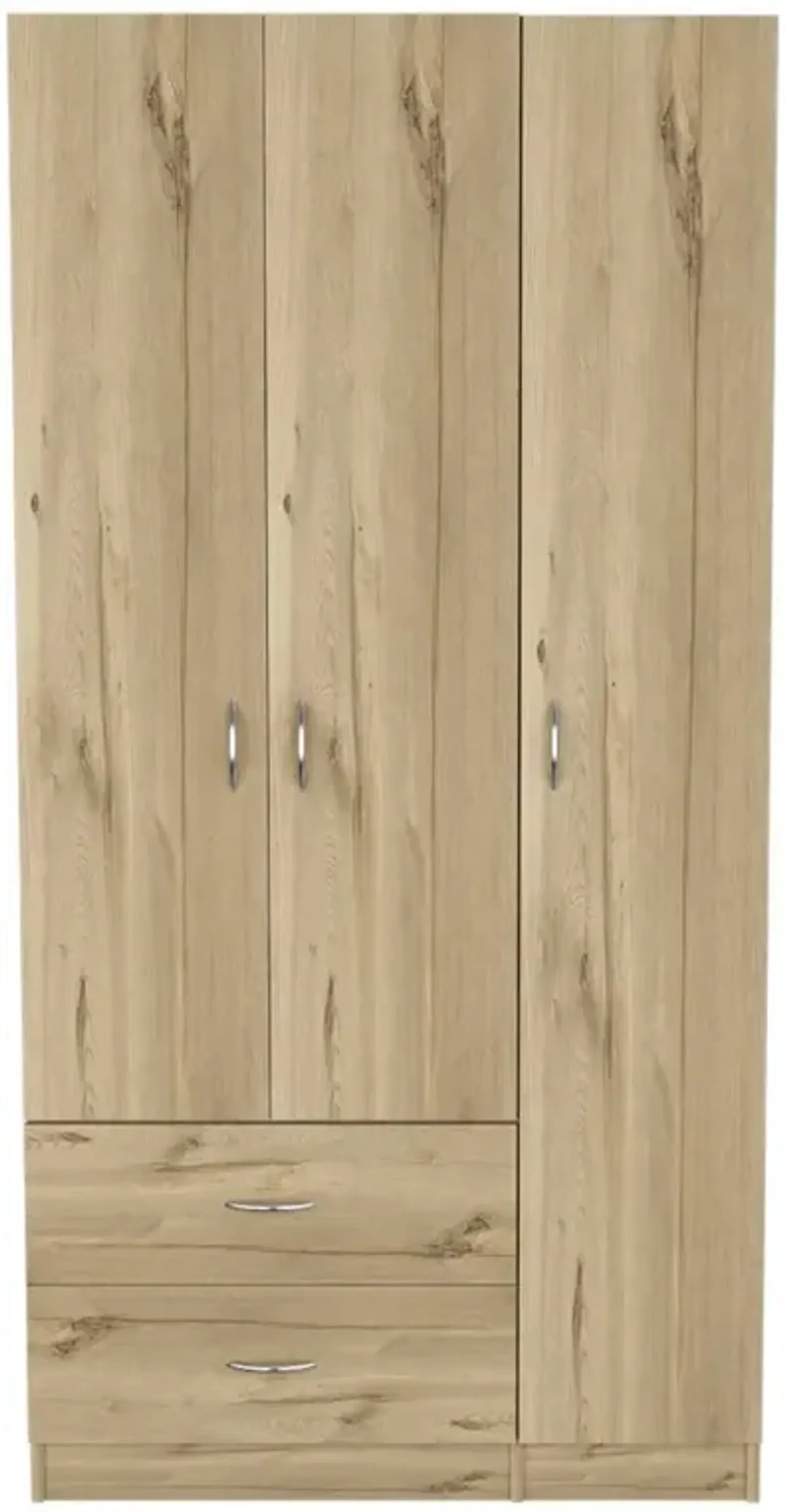 DEPOT E-SHOP Bosko 3 Doors Armoire, Two Drawers, Metal Rod