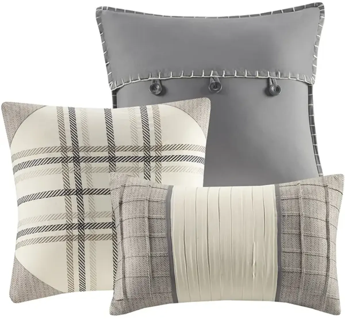 Gracie Mills Nanette 7-Piece Bufallo Plaid Printed Herringbone Comforter Set