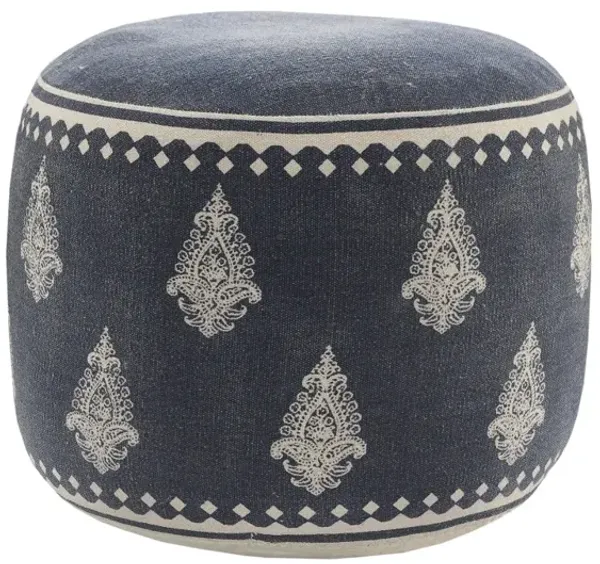 18" Blue 100% Cotton Ottoman