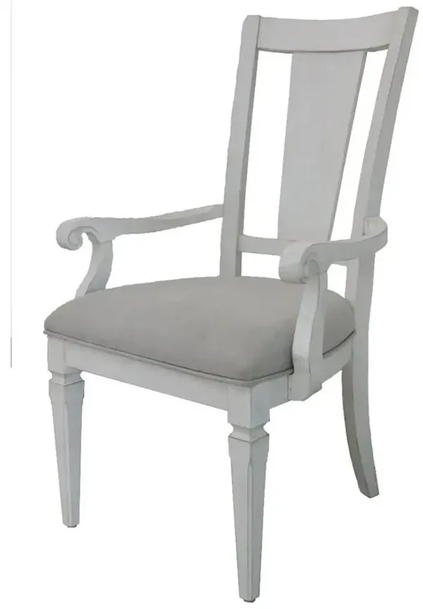 Kate 24 Inch Dining Armchair Set of 2, Light Gray Linen, White Wood Frame - Benzara