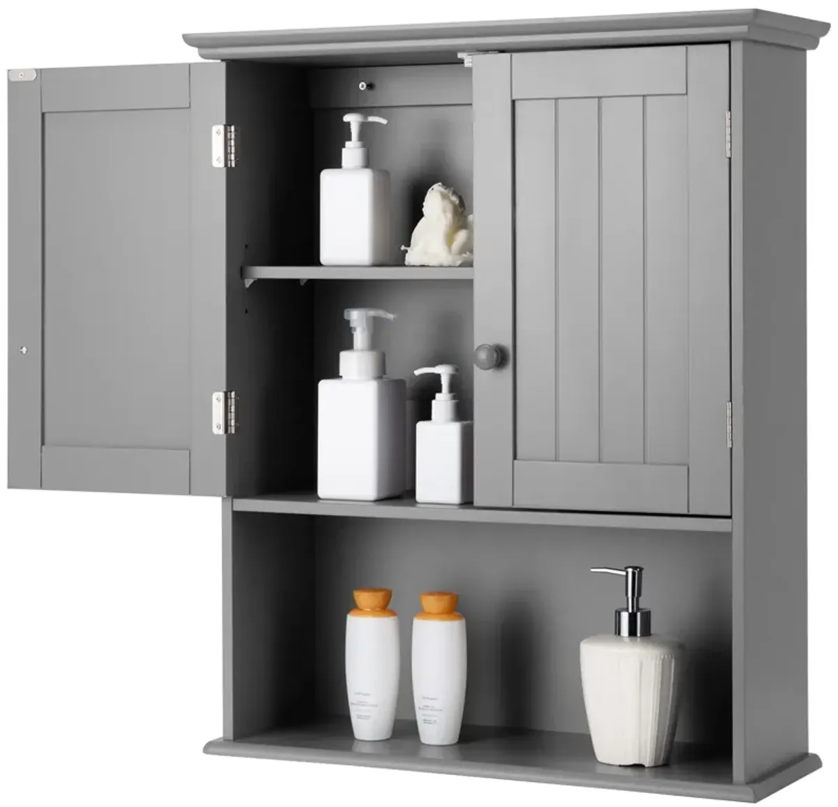 2-Door Wall Mount Bathroom Storage Cabinet with Open Shelf