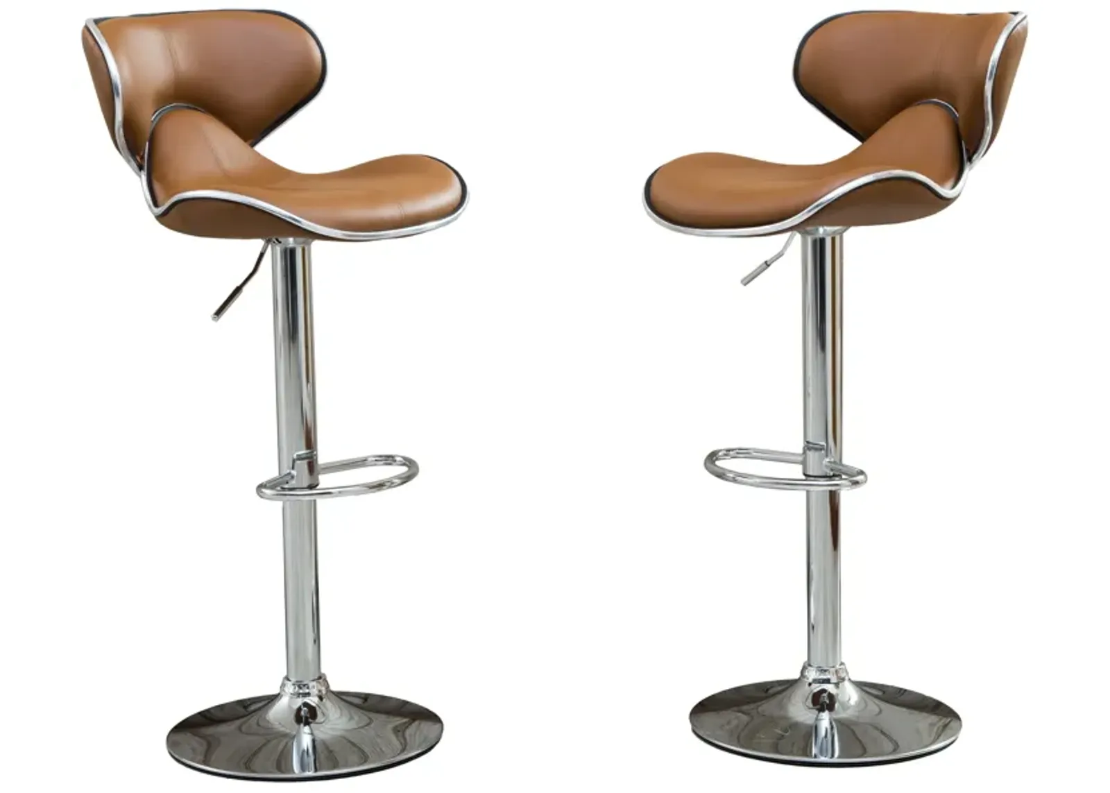 Luxurious Modern Air Lift Bar Stools with Adjustable Faux Leather Cushions (Set of 2)