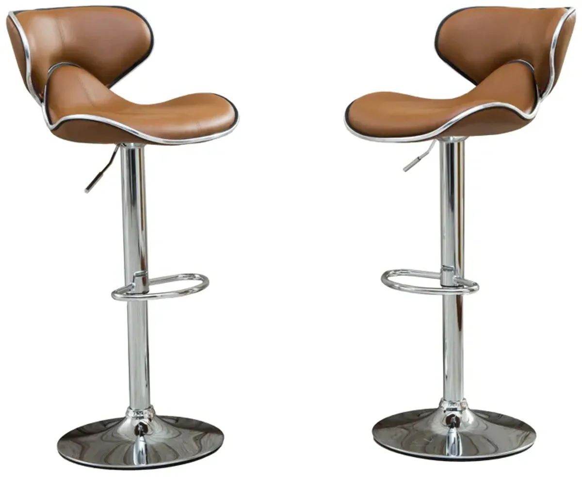 Luxurious Modern Air Lift Bar Stools with Adjustable Faux Leather Cushions (Set of 2)