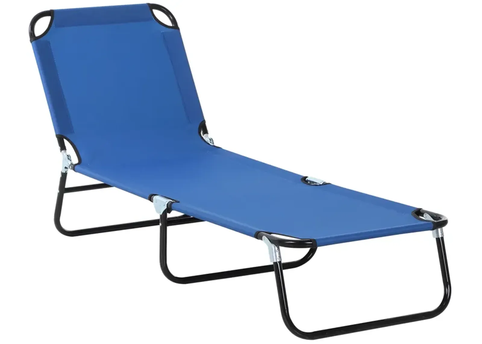 Outsunny Folding Chaise Lounge Pool Chair, Outdoor Sun Tanning Chair with Pillow, 5-Level Reclining Back, Steel Frame & Breathable Mesh for Beach, Yard, Patio, Blue