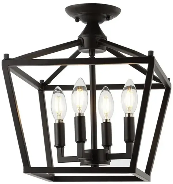 Plains 4-Light Iron Modern Farmhouse Pagoda LED Semi Flush Mount Lantern