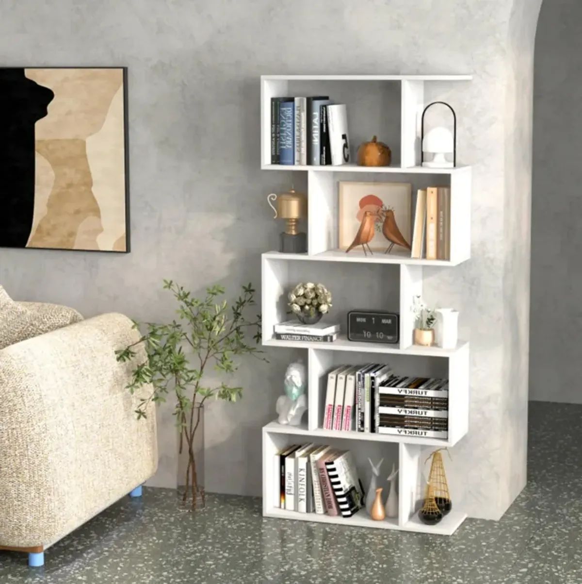 Hivvago 5-Tier Bookshelf with Anti-Toppling Device for Living Room Home Office