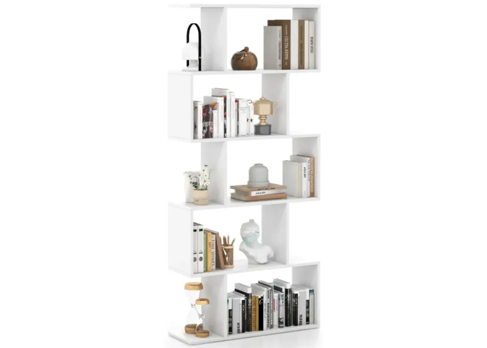 Hivvago 5-Tier Bookshelf with Anti-Toppling Device for Living Room Home Office