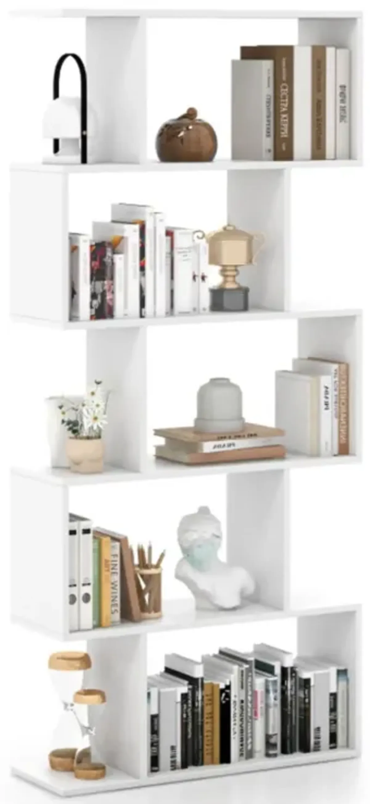 Hivvago 5-Tier Bookshelf with Anti-Toppling Device for Living Room Home Office