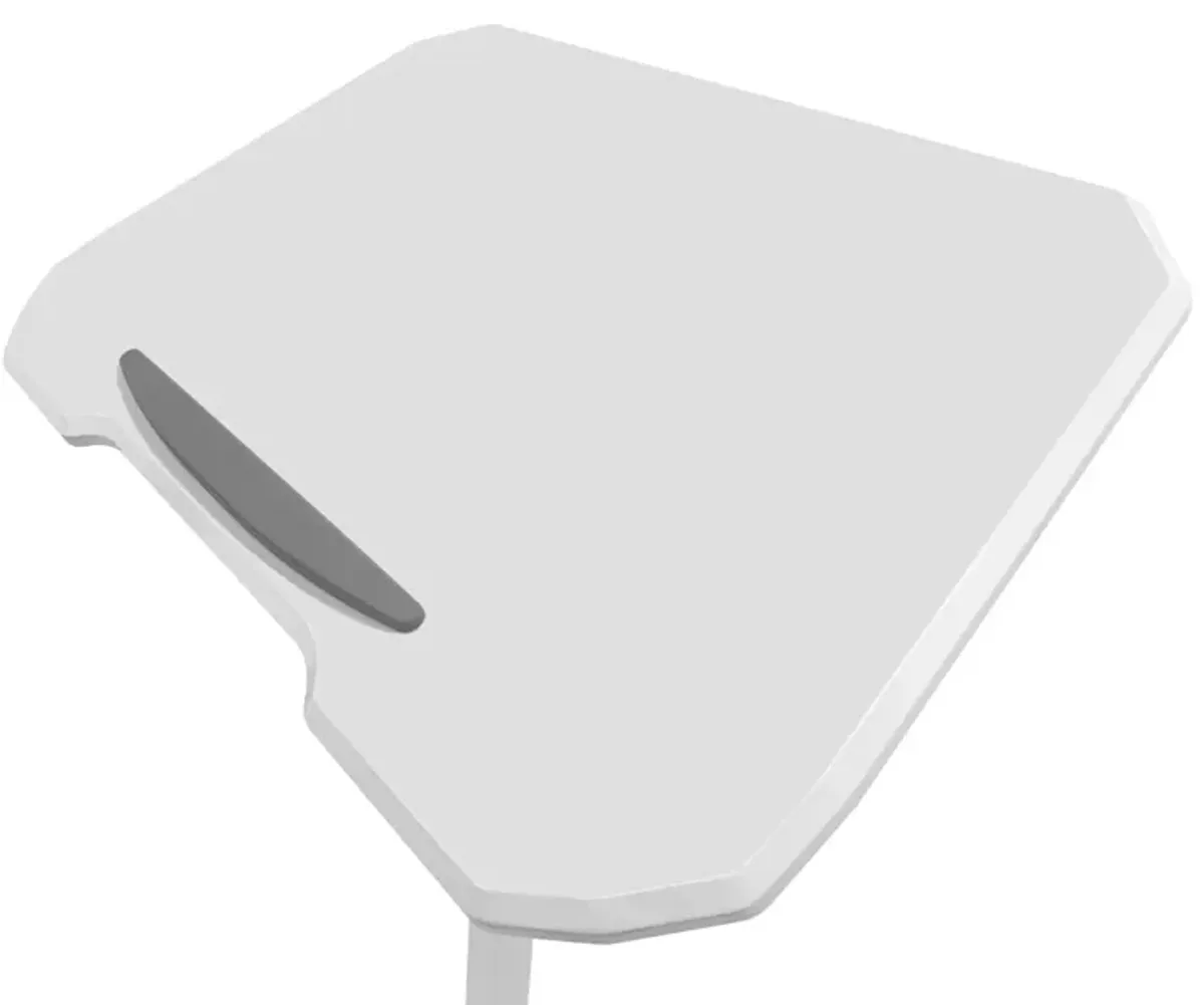 White Sit to Stand Mobile Laptop Computer Stand with Height Adjustable and Tiltable Table Top