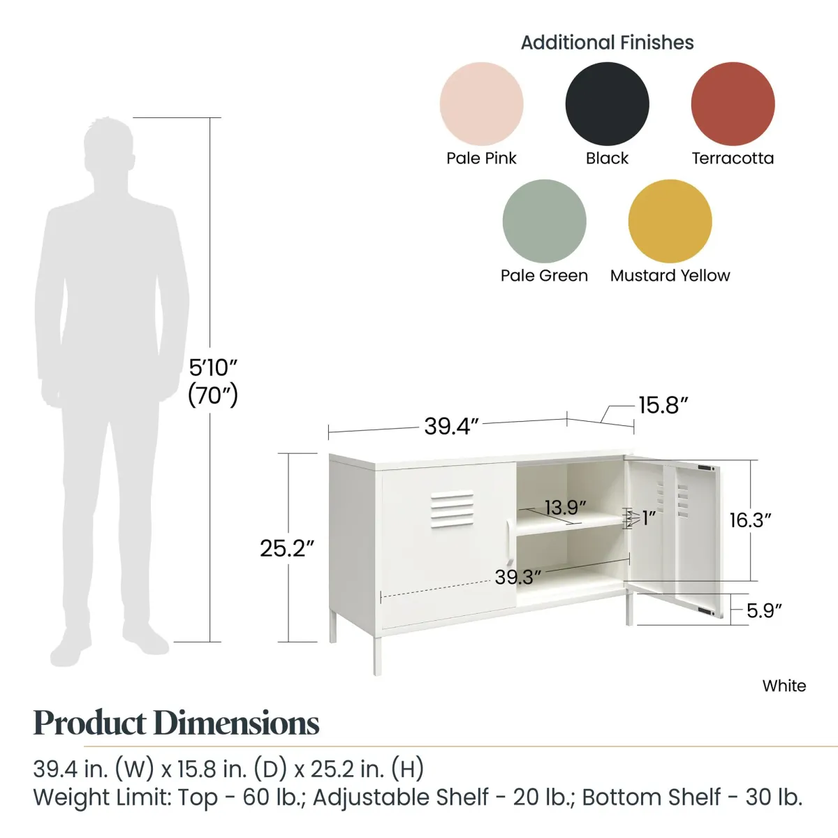 RealRooms Shadwick 2-Door Wide Metal Locker Accent Storage Cabinet