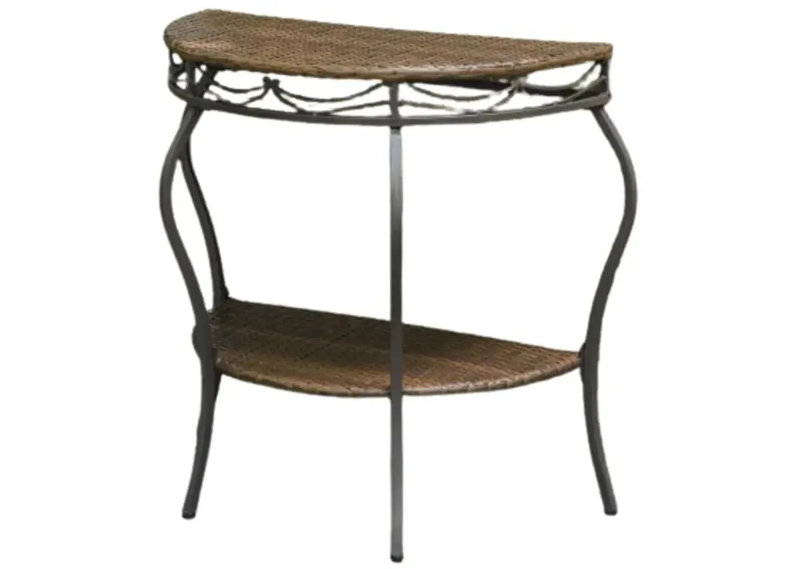 Valencia Resin Wicker/Steel Two Tier Half Moon Wall Table