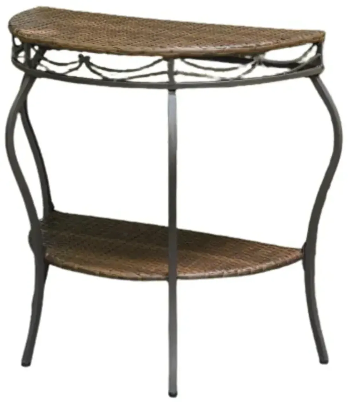 Valencia Resin Wicker/Steel Two Tier Half Moon Wall Table