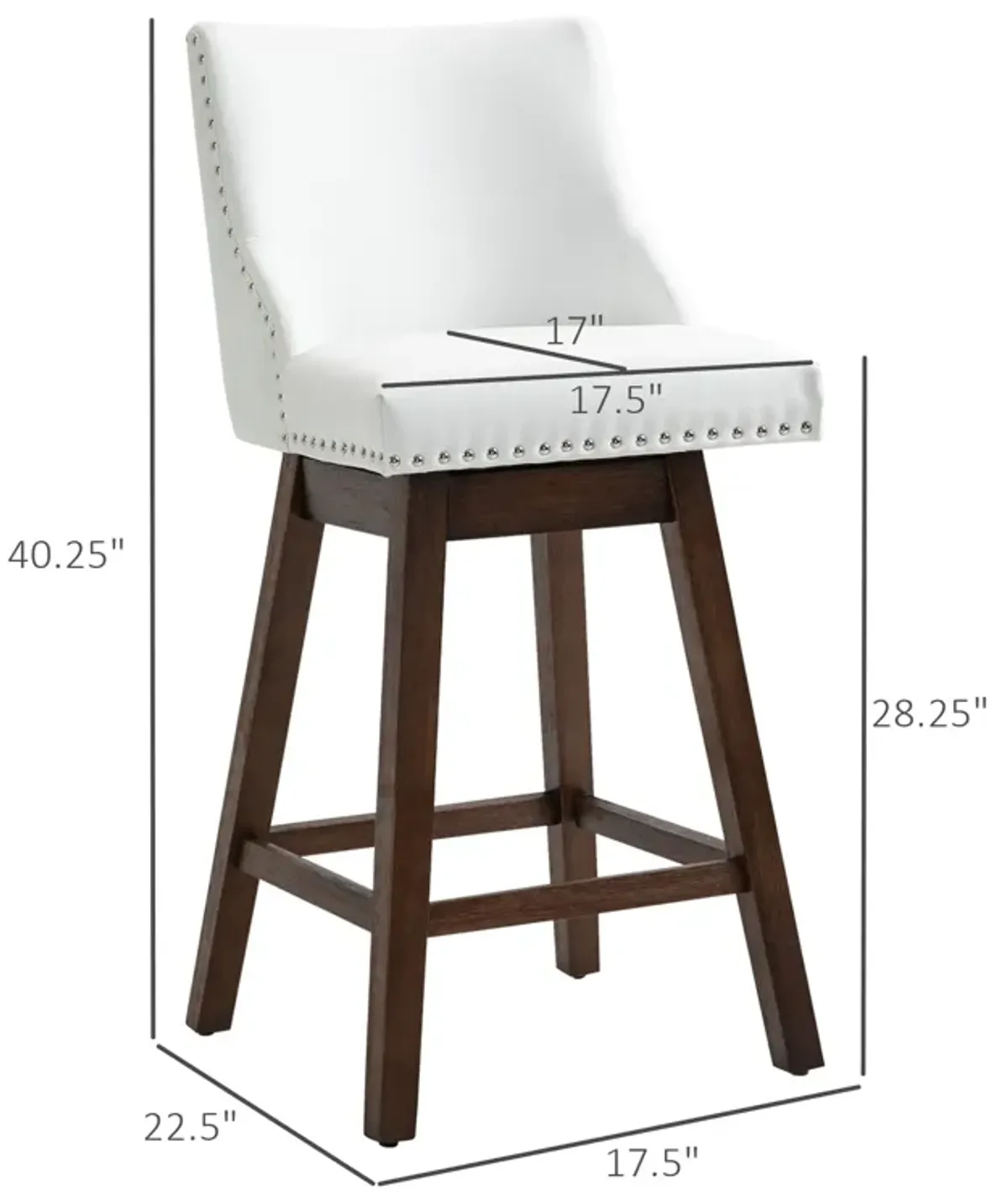 White Kitchen Seating: Bar Stools with Backs, Nailhead Trim, Wood Legs