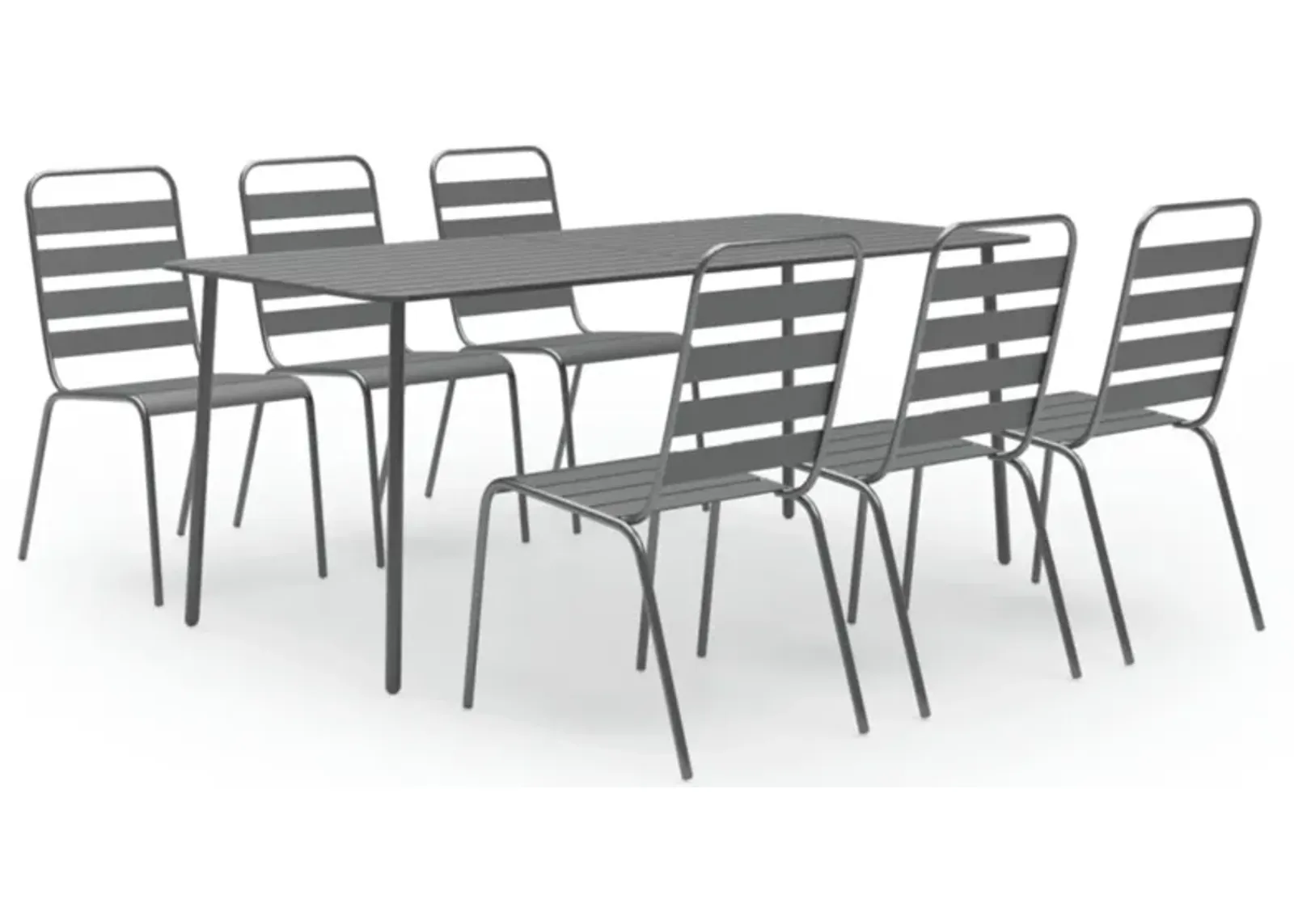 vidaXL 7 Piece Garden Dining Set Steel Dark Gray