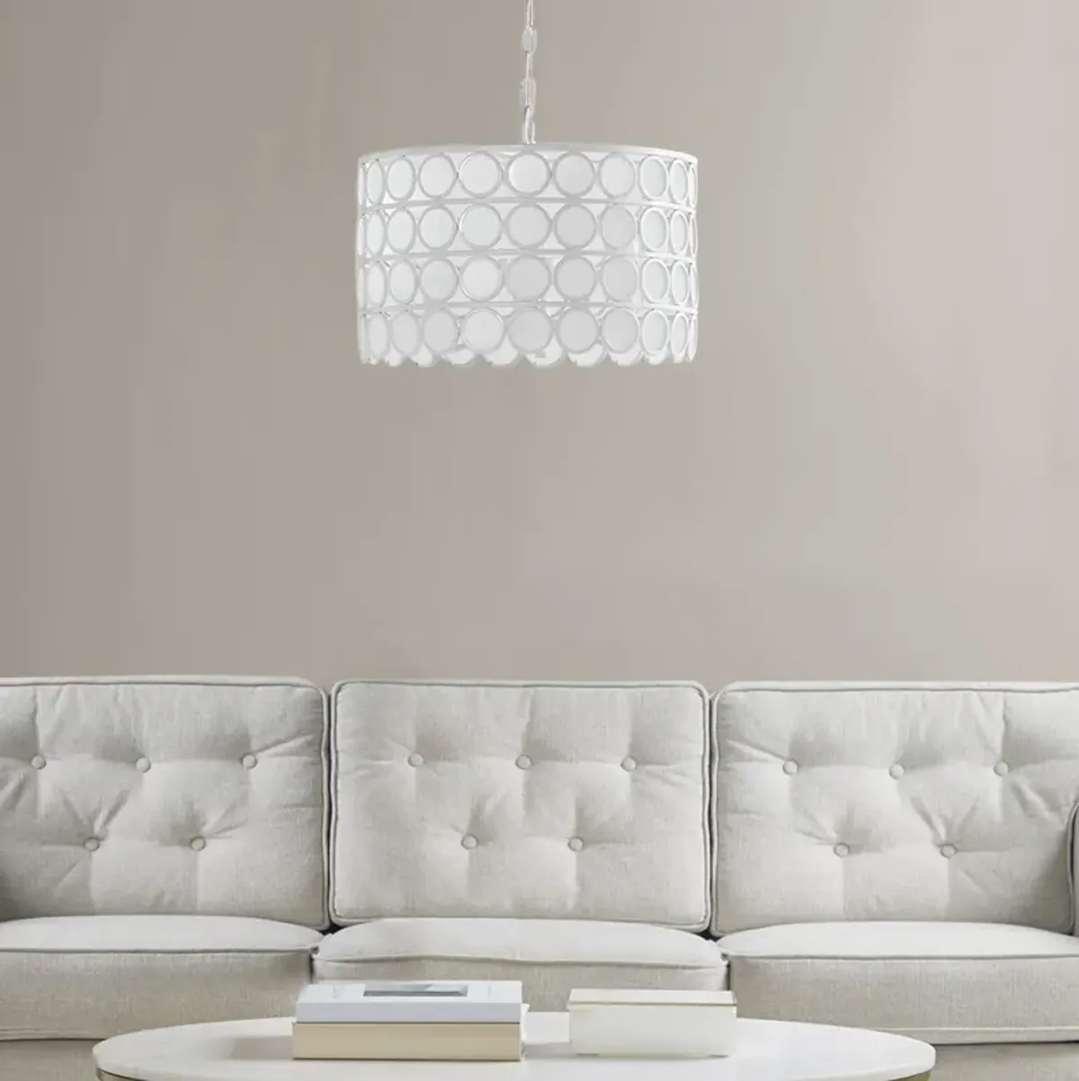 Abbot 4-Light Glass Drum Shade Chandelier