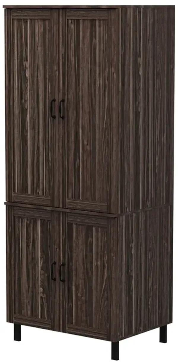 78.7 in. H Brown Wood Grain 4-Door Accent Cabinet Classic Style Kitchen Pantry Storage Cabinet With Adjustable Hinges