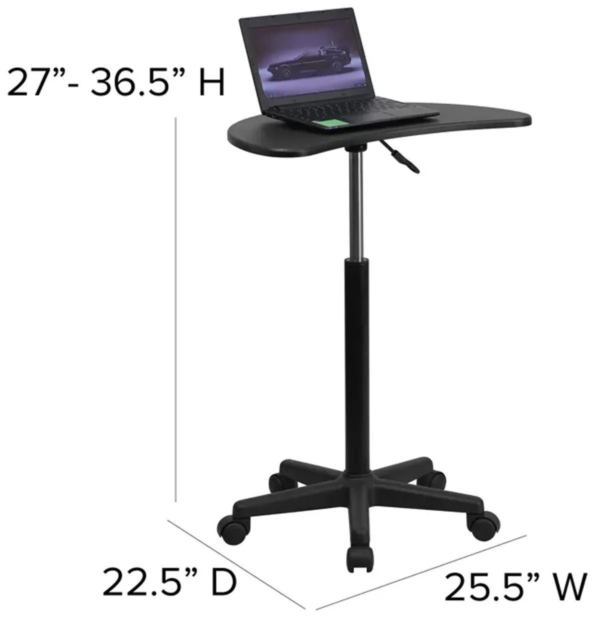 Flash Furniture Eve Black Sit to Stand Mobile Laptop Computer Desk