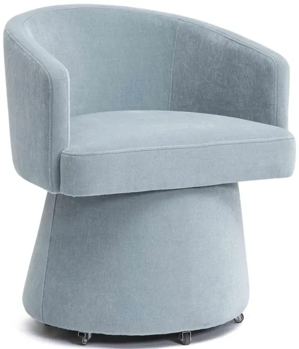 Kristen Faded Blue Upcycled Chenille Rolling Desk Chair