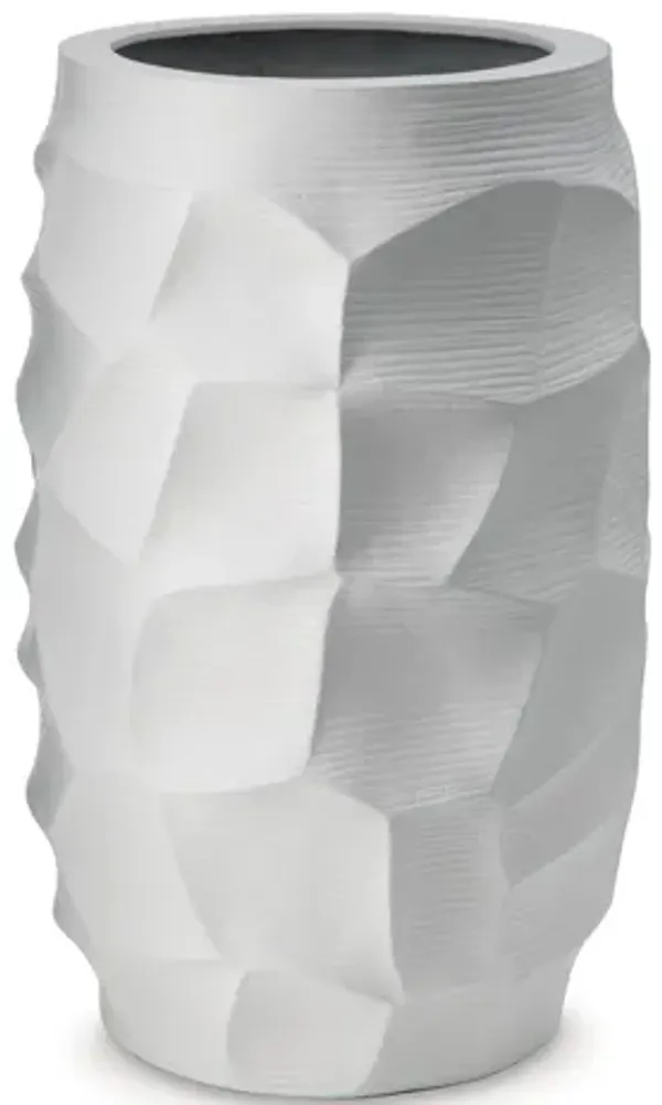 Legan 20 Inch Flower Vase, 3D Abstract Sculptural Art, White Polyresin - Benzara