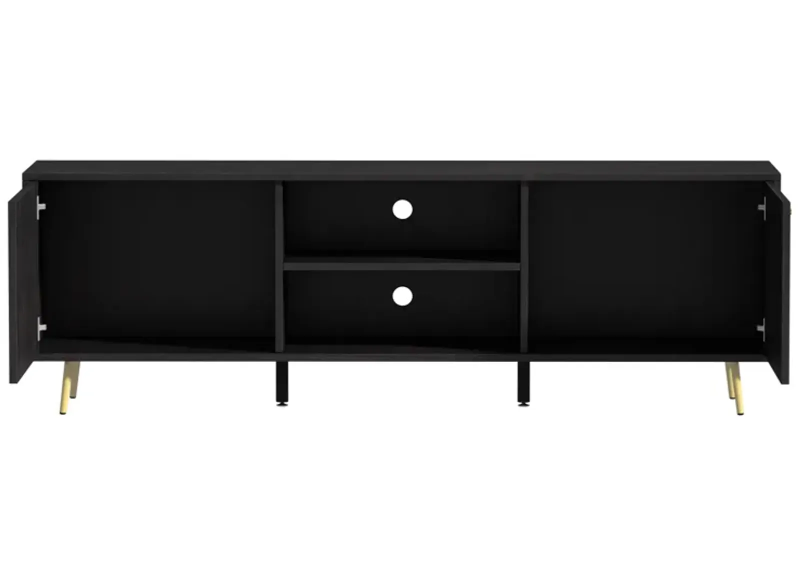 69 in. W Black Wood TV Stand Console Entertainment Center for TV up to 75 in.