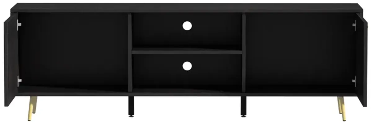 69 in. W Black Wood TV Stand Console Entertainment Center for TV up to 75 in.