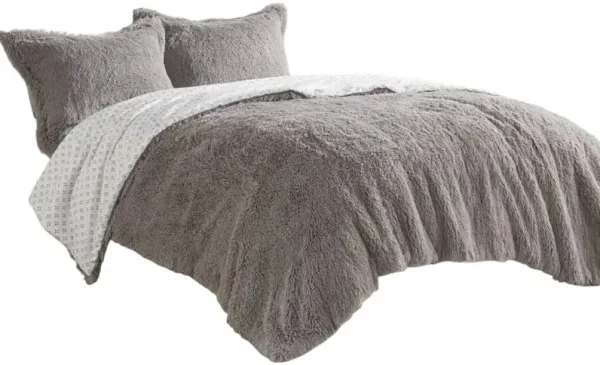 2-Piece Reversible Comforter Set with Sherpa and Faux Fur Soft Cozy Design